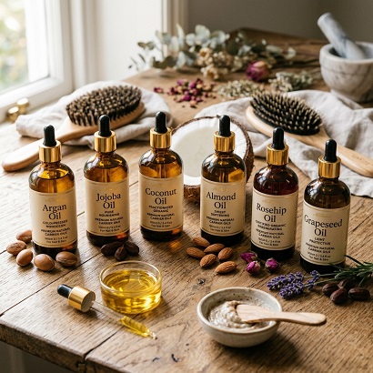 Natural carrier oils used in hair care and cosmetic formulations