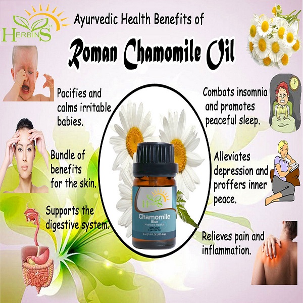 Chamomile oil for soothing skin and sleep