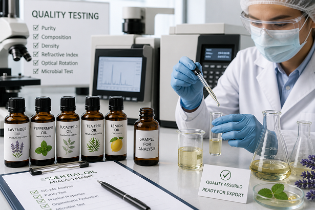 Laboratory testing of essential oils before export