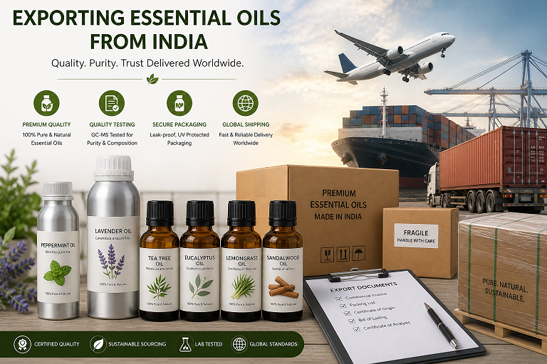 Exporting essential oils from India packaging and shipping process