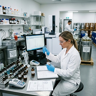 Quality testing and inspection of essential oils for bulk orders