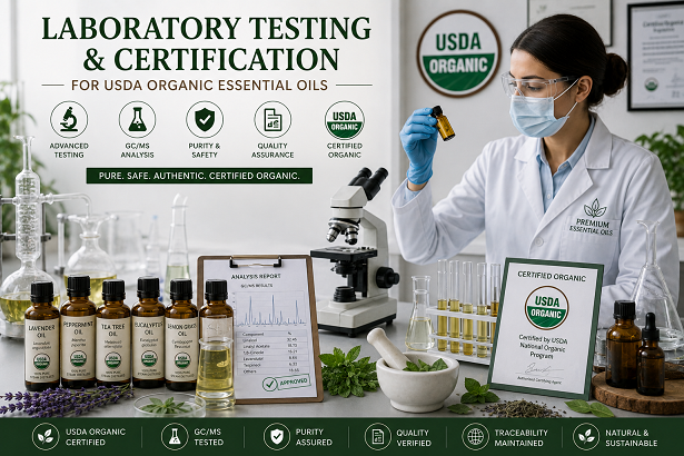 Laboratory testing and certification process for USDA Organic essential oils