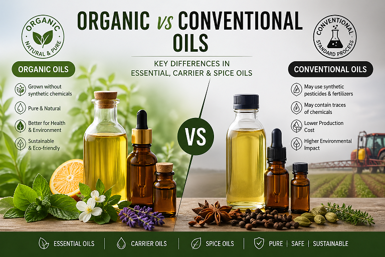 Difference between conventional and organic essential oils and carrier oils