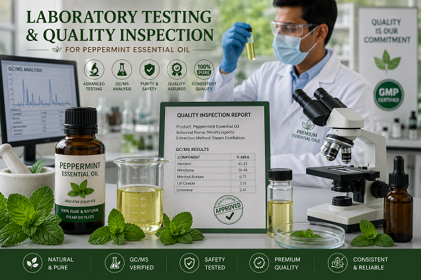 Laboratory testing and quality inspection of peppermint essential oil