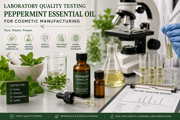 Laboratory quality testing of peppermint essential oil used in cosmetic manufacturing