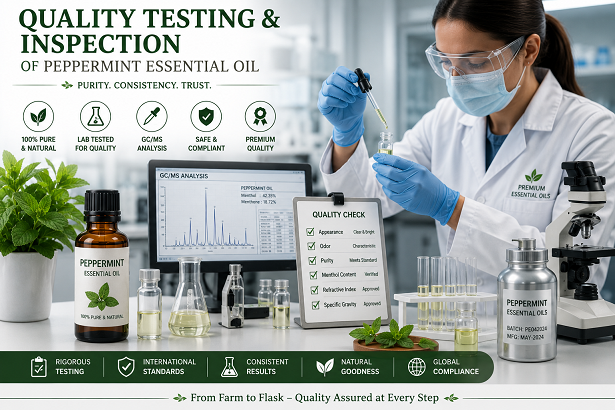 Laboratory testing and quality inspection of peppermint essential oil