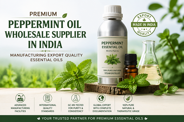 Premium Peppermint Oil Wholesale Supplier in India manufacturing export quality essential oils