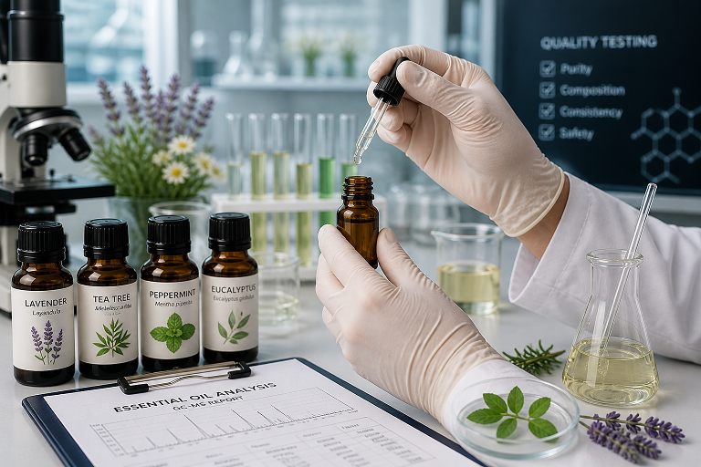 Testing purity of essential oils in laboratory